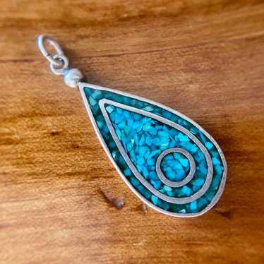 Vintage Native American Inlay Turquoise Pendant