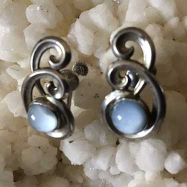 Sterling Blue Moonstone Glass Earrings