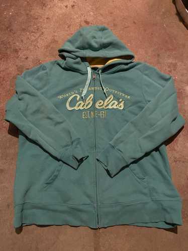 Cabelas × Thrifted Cabelas Green and Yellow Hoodie