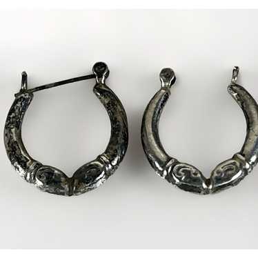 Vintage 925 Sterling Silver Double RAMS HEAD Hoop 