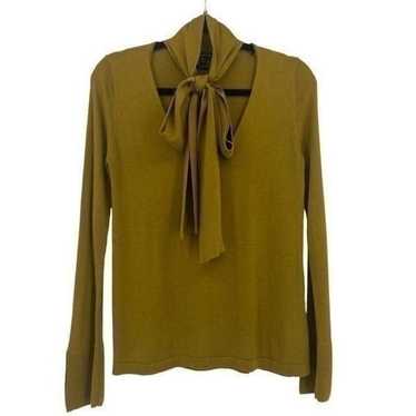 Massimo Dutti Silk Blend Collar Scarf Top Mustard 