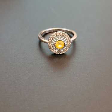 Vintage Sterling Silver Ring Yellow Citrine Gemsto