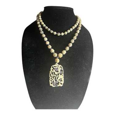 Art deco bone carved necklace