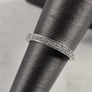 Womens Vintage Estate 10K White Gold Diamond Ring,