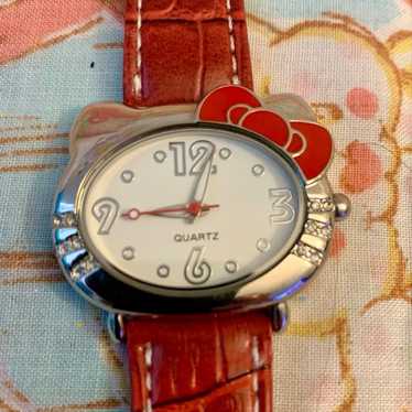 Vintage Y2K Hello Kitty rhinestone leather watch