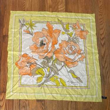 Vintage Molyneux Silk Scarf Floral Yellow Orange