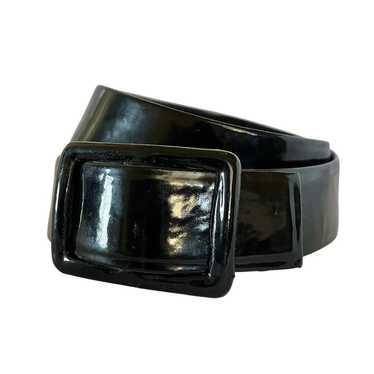 Oscar de la Renta Vintage Black Patent Leather Adj