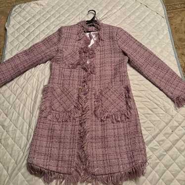 Light Purple Tweed Fringe Jacket