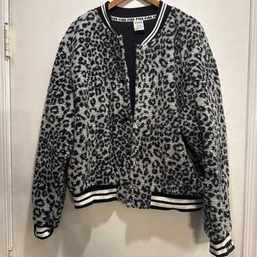 VS Pink Leopard Print bomber Jaceket