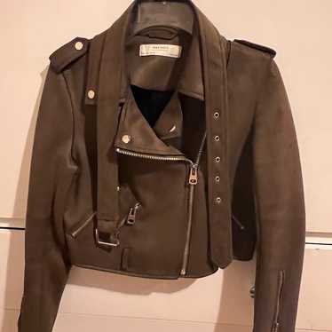 Zara faux suede leather biker jacket