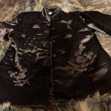 Beautiful black satin embroidered jacket