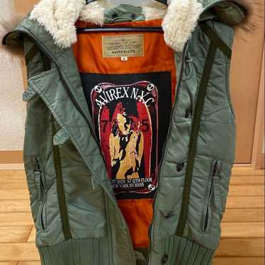 AVIREX Down Vest with Fur Hood, Size M