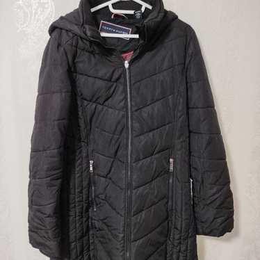 Tommy Hilfiger black hooded long coat