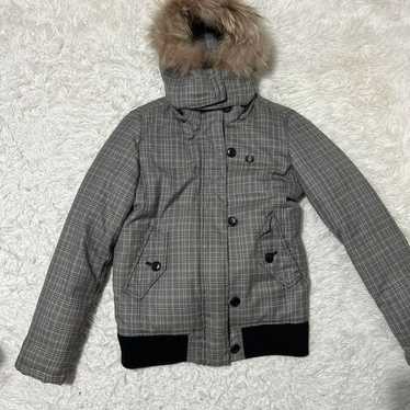 FRED PERRY Raccoon Fur Logo Embroidered Check Down