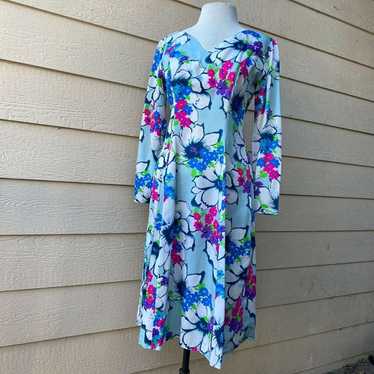 Vintage Retro Magnolia Dress Floral Short Long Sle