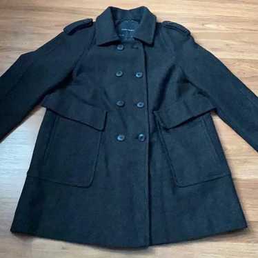 Zara Basic tweed brown/black pea coat