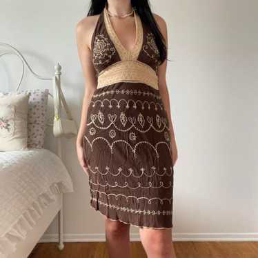 Y2K Venus Crochet Halter Dress