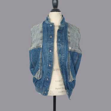 Vintage Guess Blue Jean Vest Medium Patchwork