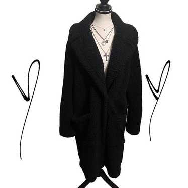 Vintage Black Double Breasted Teddy Coat