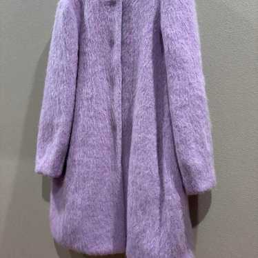 ARMANI COLLEZIONI Mohair Fur No-Collar Coat Size 4