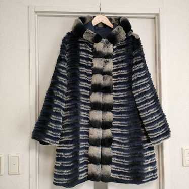 Reversible fur coat, 100% silk