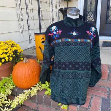 VTG 80s • Green Chunky Knit Sweater