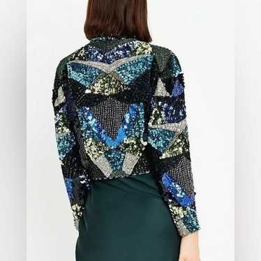 80s Vintage Beaded and Sequin Blue Black Green Seq