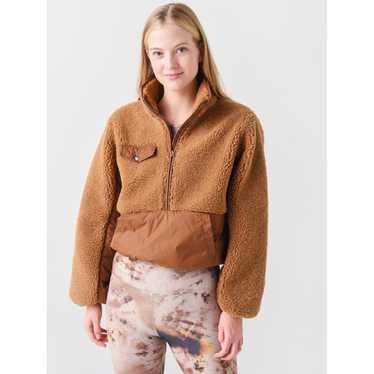 NWOT FRAME Faux Fur & Faux Leather BROWN  Pullover