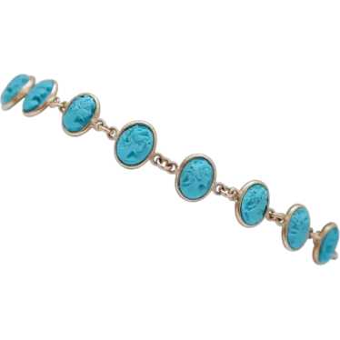 Solid 9 Kt Rose Gold Bracelet with Turquoise