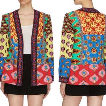 Alice + Olivia Embroidered Patchwork Linen Jacket