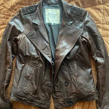 Abercrombie and Fitch brown leather jacket