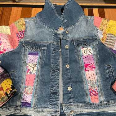 Patchwork and denim Jacket kantha style quilt