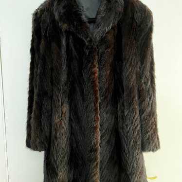 Classy full length MINK fur coat dark brown black Lar… - Gem