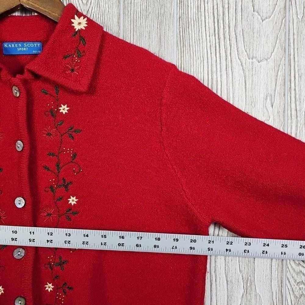 Karen Scott Wool Christmas Cardigan Large Petite … - image 7