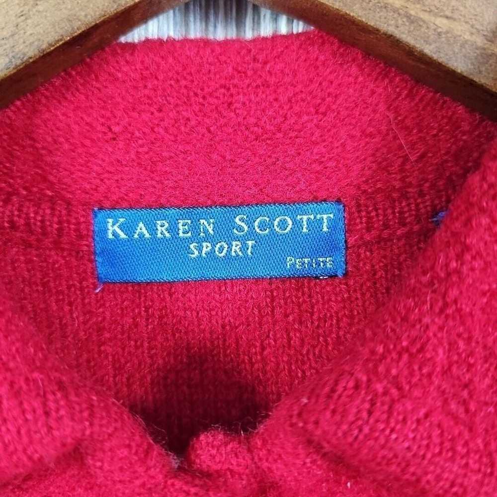 Karen Scott Wool Christmas Cardigan Large Petite … - image 8