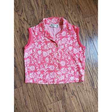 Vintage pink floral sweater vest Nan Shire