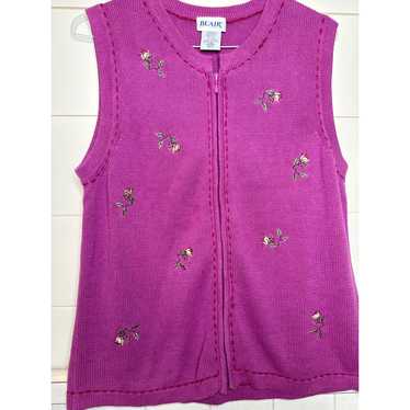 Blair Vintage Embroidered Pink Sweater Vest - Pris