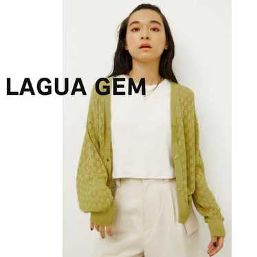 LAGUA GEM Cardigan with Openwork Knitting in Yell… - image 1