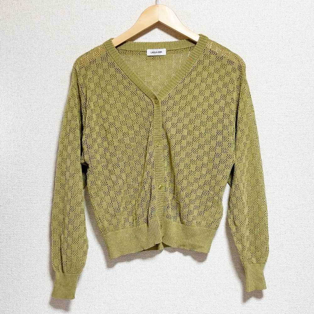 LAGUA GEM Cardigan with Openwork Knitting in Yell… - image 2