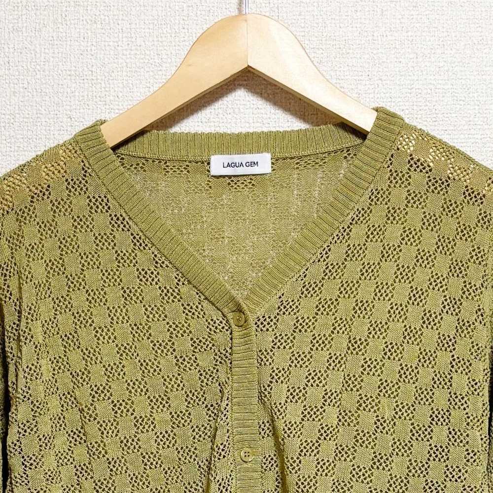 LAGUA GEM Cardigan with Openwork Knitting in Yell… - image 3