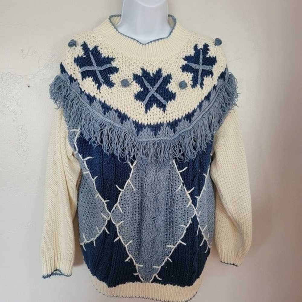 Huntington Ridge Vintage Knitted by Hand White Bl… - image 1