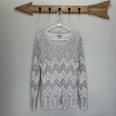 Lucky Brand | White Wool Mohair Silver Chevron Swe