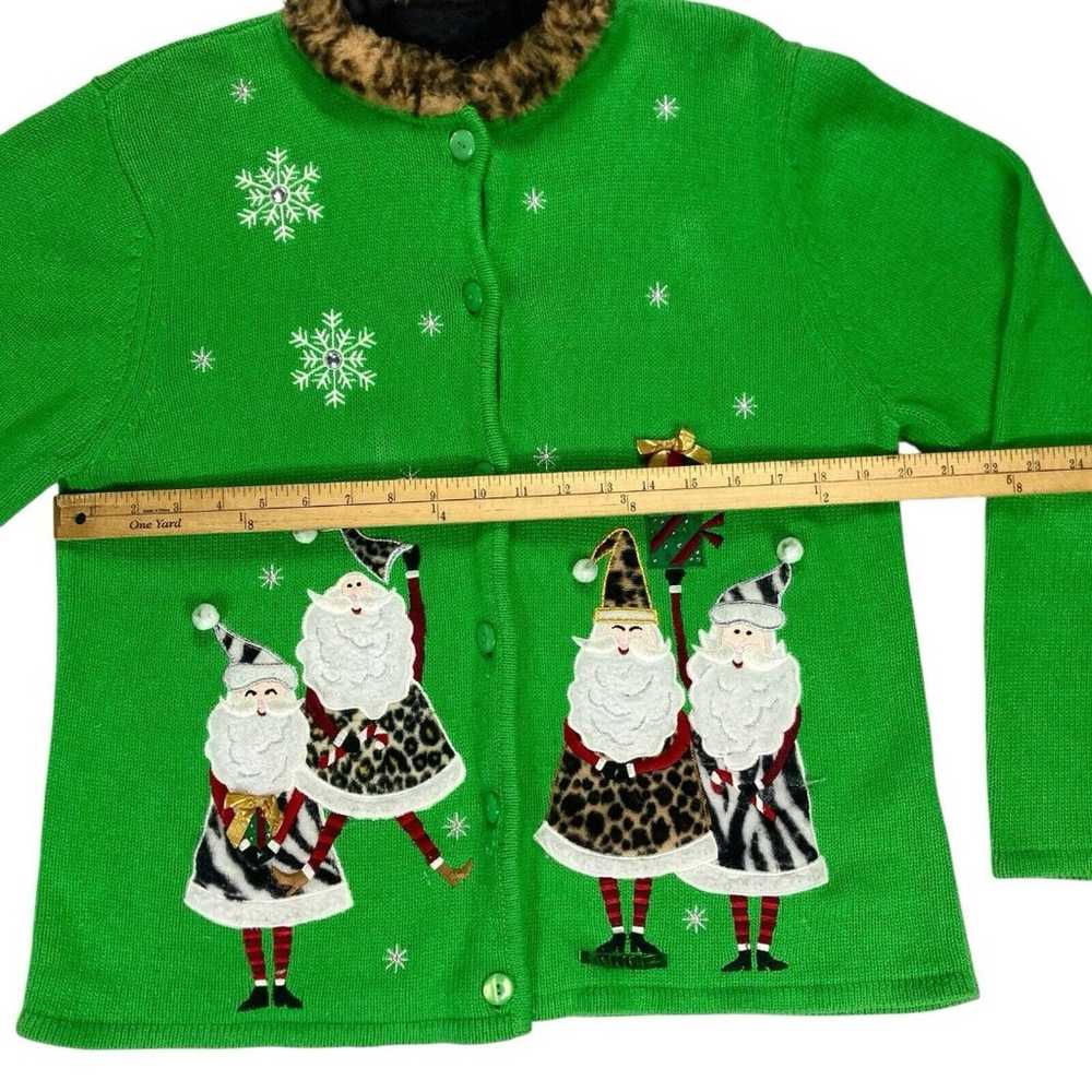 Crystal Kobe Ugly Christmas Cardigan Large Green … - image 10