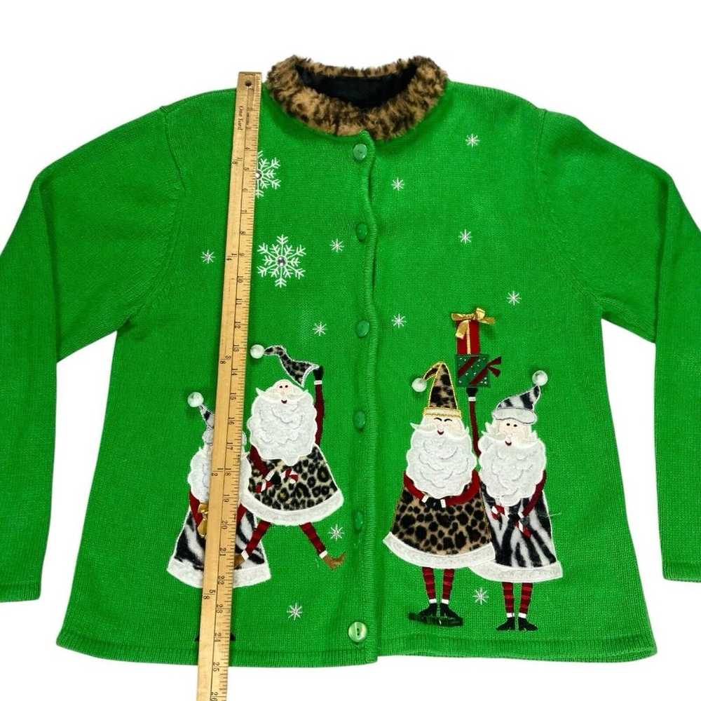 Crystal Kobe Ugly Christmas Cardigan Large Green … - image 12