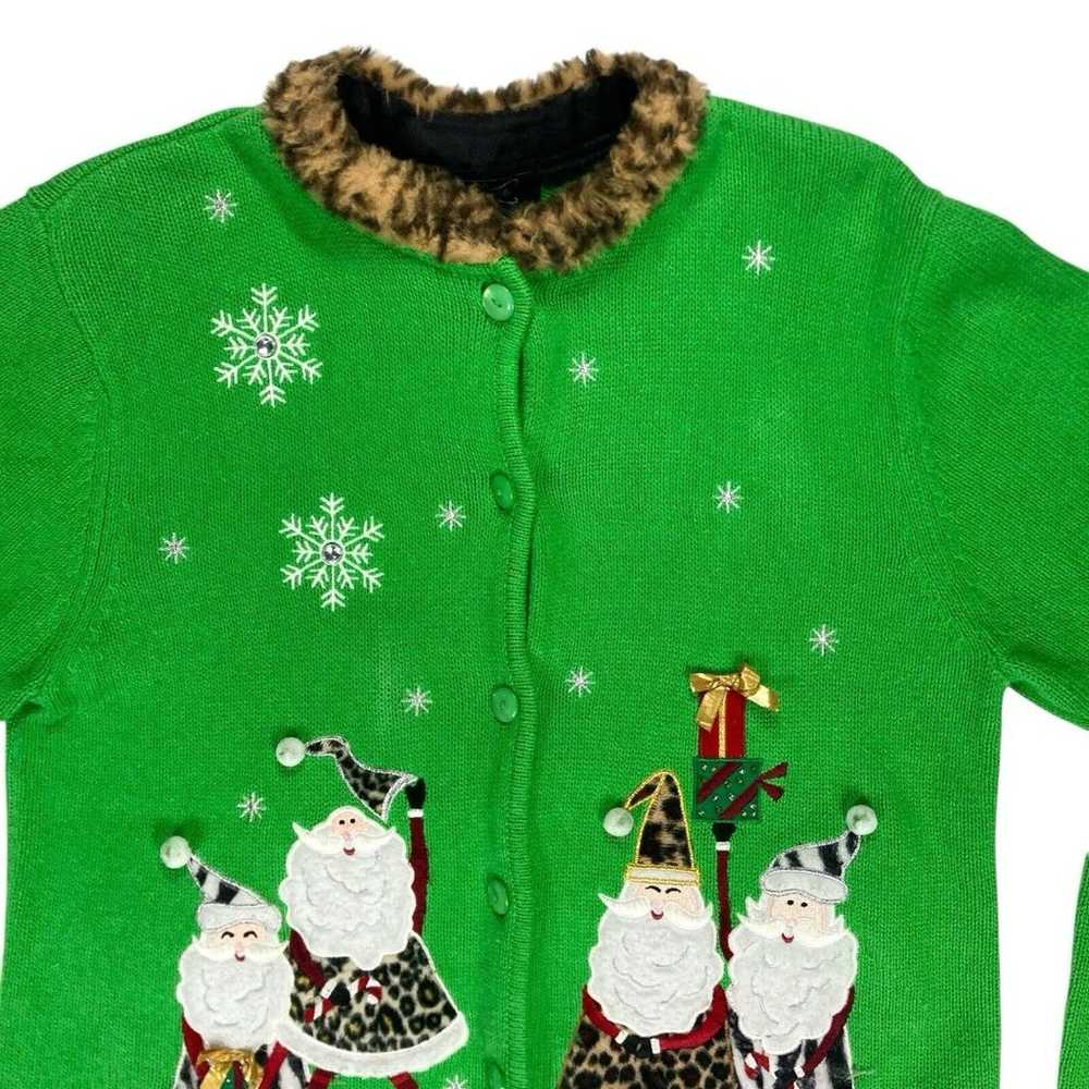 Crystal Kobe Ugly Christmas Cardigan Large Green … - image 2