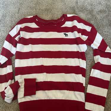 Abercrombie and Fitch, white and red striped sweat