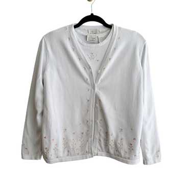 EP Pro Vintage White Embroidered Cotton Golf Cardi