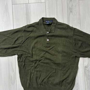 Nautica Long-sleeve Polo Shirt Knit Vintage.