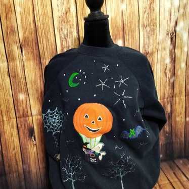 Vintage Halloween Handmade Hand painted Sweatshirt