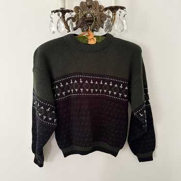 Forest Green 80s 90s Vintage Sweater